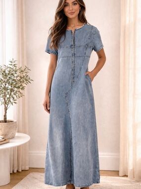 Women’s Light Blue Zara Denim Maxi Dress Jeans